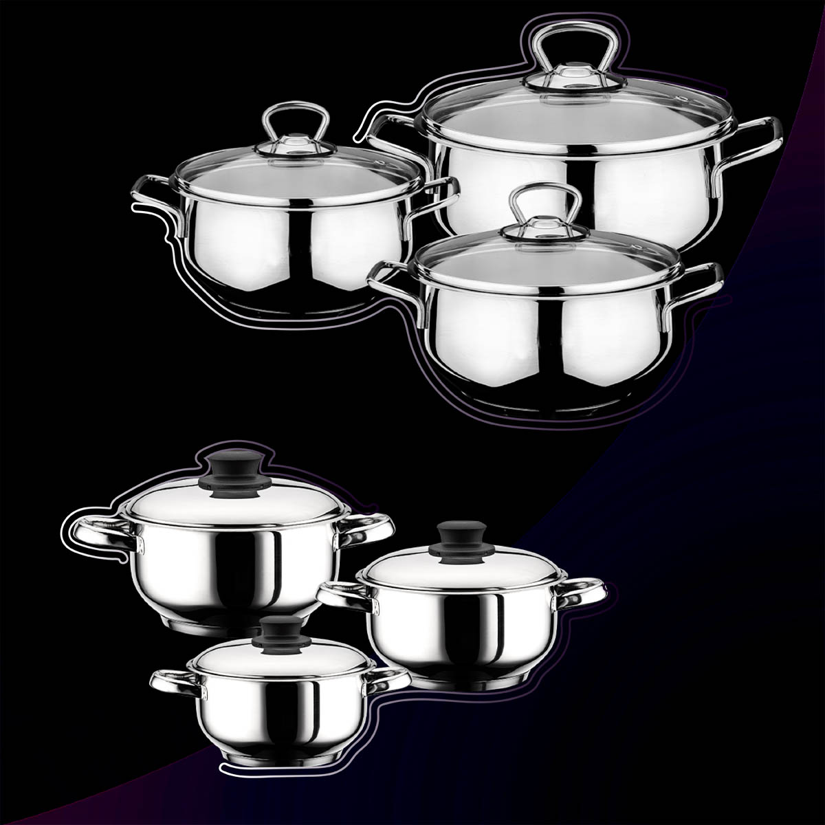 Home Perfect 9 Pcs Cookware Set (16/20/22/Pot/22Pan/14M.Pot)